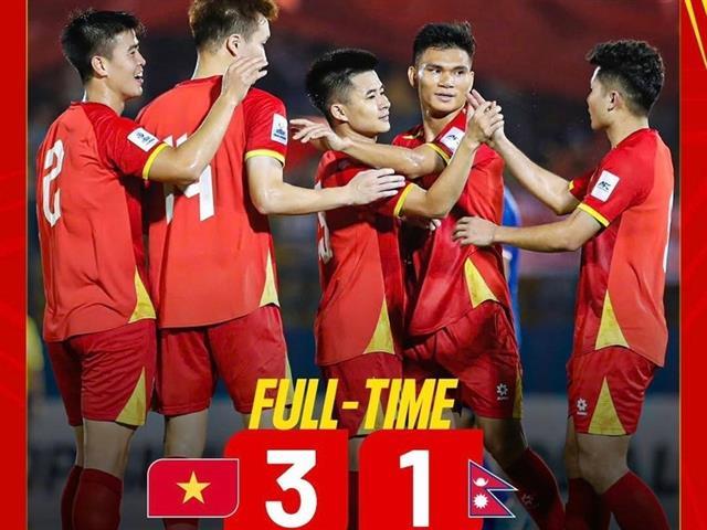 Việt Nam defeat Nepal 3-1 in 2027 Asian Cup Qualifiers