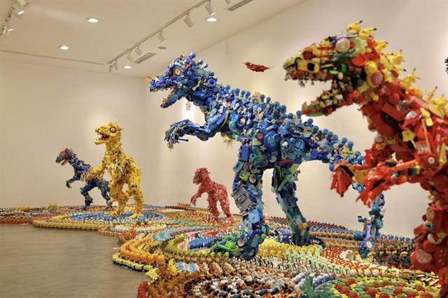 Old plastic toys converted into works of art for an exhibition in Hà Nội

